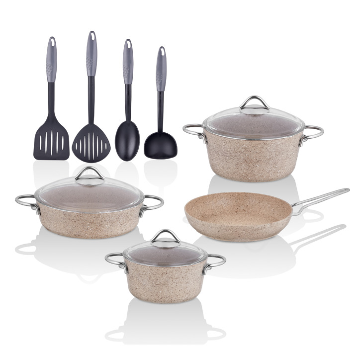 Taç Grand 11 Parça Granit Tencere Seti Cappuccino - TAC-4763